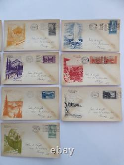 Us Fdc First Day Covers # 740 To 749 National Parks 1934 Set Of 10