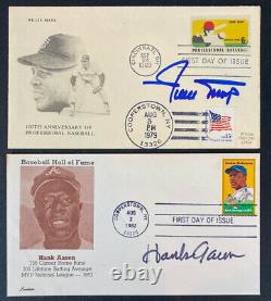 Willie Mays, Hank Aaron Signed Lot of 2 First Day Cover Cachet 1969 1982 Braves