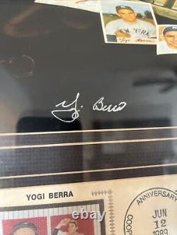 Yogi Berra Autographed First Day Cover and Autographed Collage Photo Framed